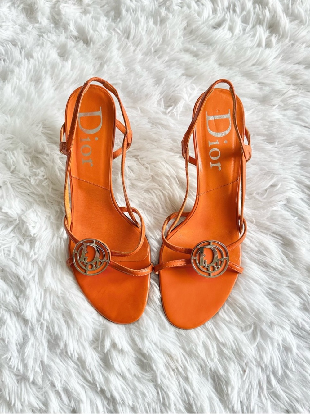 Vintage Dior John Galliano orange kitten heels